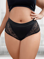 1pcs Sexy Hollow Out Plus Size Women's Panties Solid Color Lace Floral Cotton Splicing Briefs Breathable Skin-Friendly Lingerie