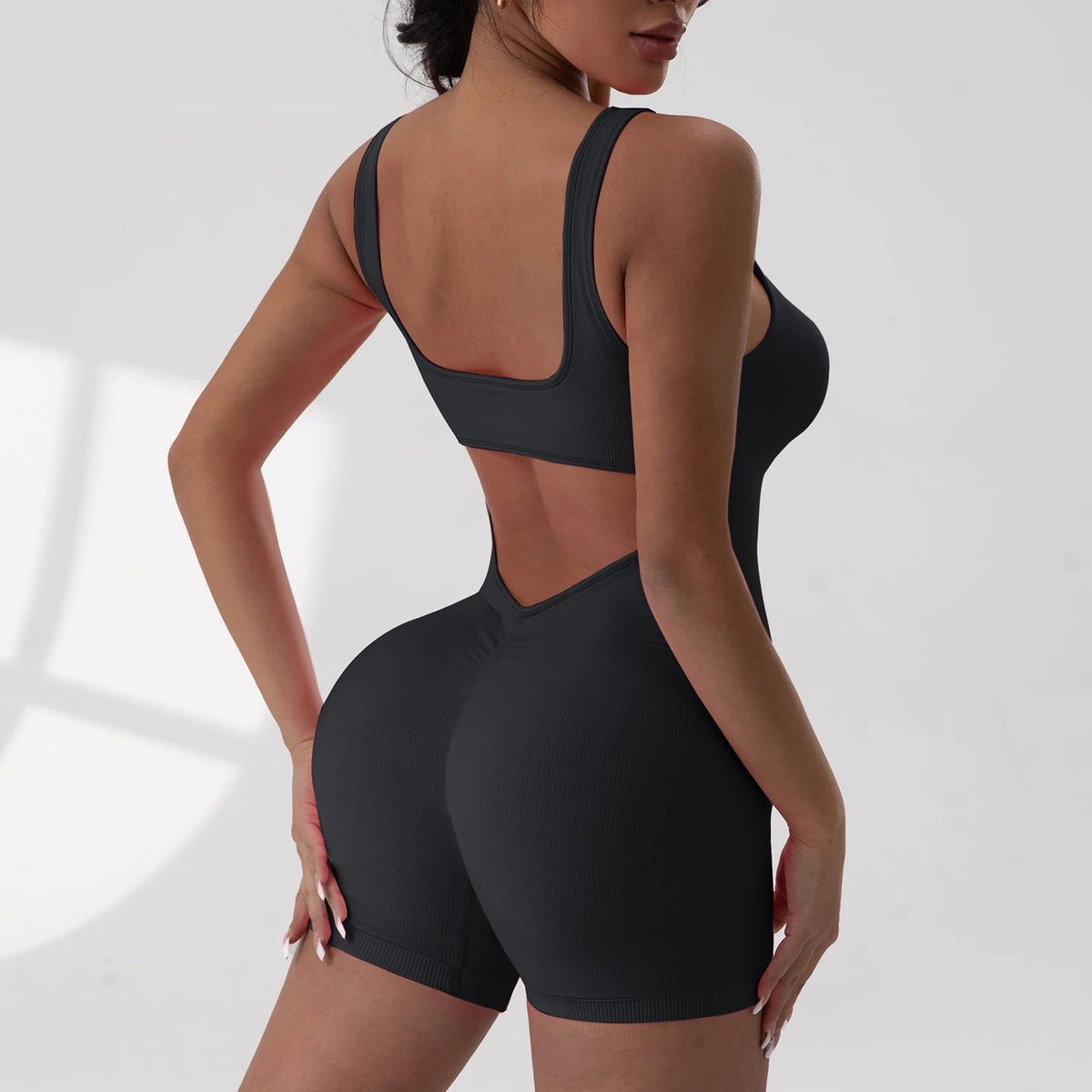 Women Short Sports Jumpsuit Sleeveless Sexy Backless Yoga Clothes Workout Cycling One-piece Suit Outdoor Recreation Bodysuits