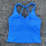 Solid Color Cross Back Tank Top Women Fitness Sport Bra Top Soft Tight Comprehensive Training Gym Yoga Underwear With Chest Pad