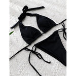 Sexy 11 Color Halter Mini Micro Thong Bikini Female Swimsuit Women Swimwear Two-pieces Bikini set Bather Bathing Suit Swim V4064