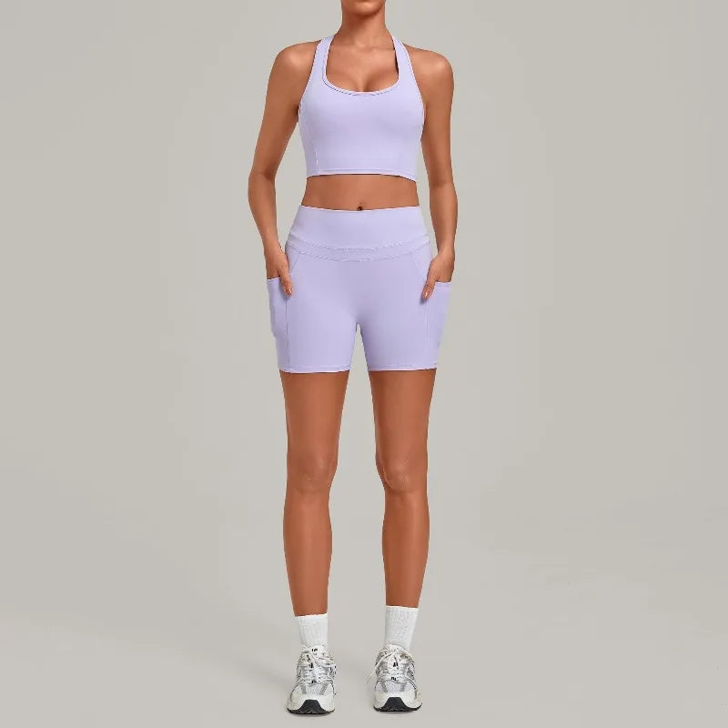 Women's Seamless Yoga Set Fitness Sports Slim‑Fit Beautiful Back Vest Training Workout Gym High Waist Butt-Lifting Pants Suits