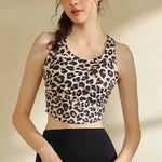 Women's Elegant Printed Yoga Sports Vest Shock Resistant Fitness Outerwear Beautiful Back Cross Shaped Design