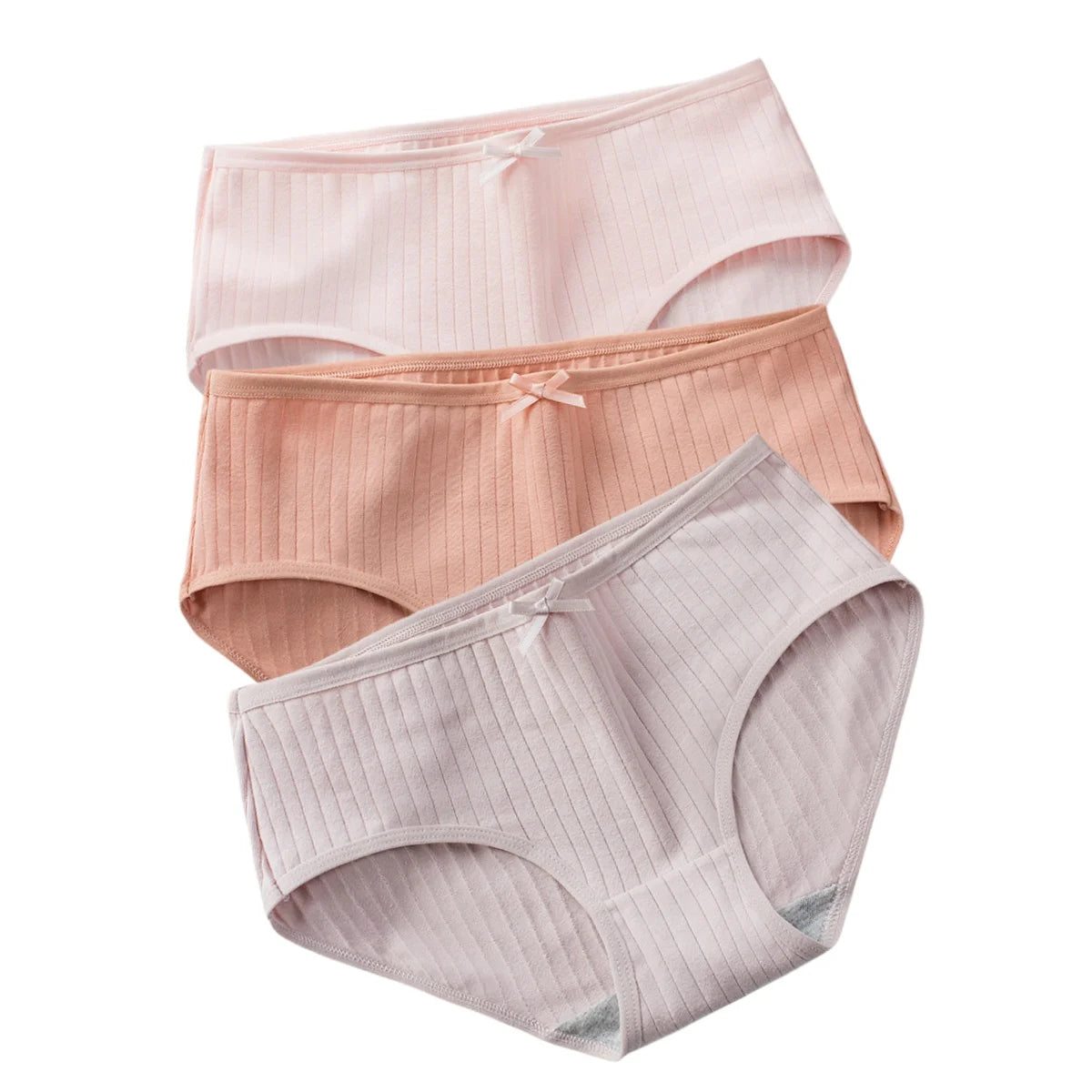 3Pcs/Set Cotton Panties Low Waist Briefs Solid Color Lingerie Women Underpants Comfy Breathable Underwear Intimates