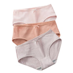3Pcs/Set Cotton Panties Low Waist Briefs Solid Color Lingerie Women Underpants Comfy Breathable Underwear Intimates