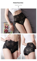 1pcs High-Rise Sexy Lace Briefs Comfortable Stretchy Semi Sheer French-Cut Panties Women's Underwear Breathable Lingerie S-3XL