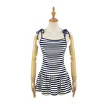Sweet Double-shoulder Strap Striped Color-block Camisole For Women Unique Design Patchwork Pure Desire Dress Elegant Casual WIKO