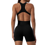 Seamless Yoga Jumpsuit Sleeveless Shorts One Piece Yoga Suit Sexy Cutout Backless Top Women Playsuit Gym Summer Workout Clothes