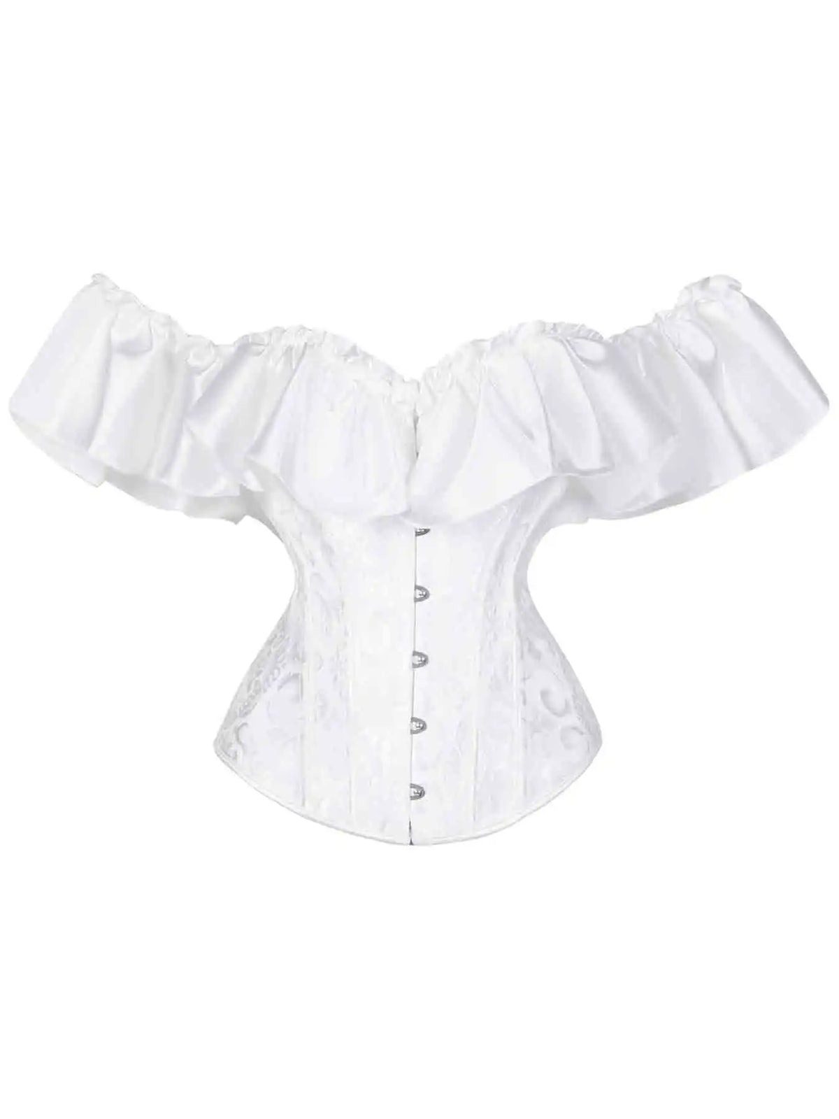 Chest corset with satin ruffled sleeves and waist-tightening palace corset at the back of the shoulder.