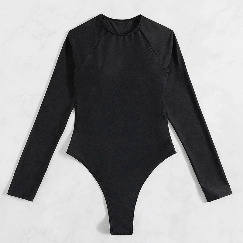 DEKA Sexy Long Sleeves One Piece Swimwear Diamond Swimsuit Women Triangle Backless Crystal Decor ThongBikinis Set Bathing Suit