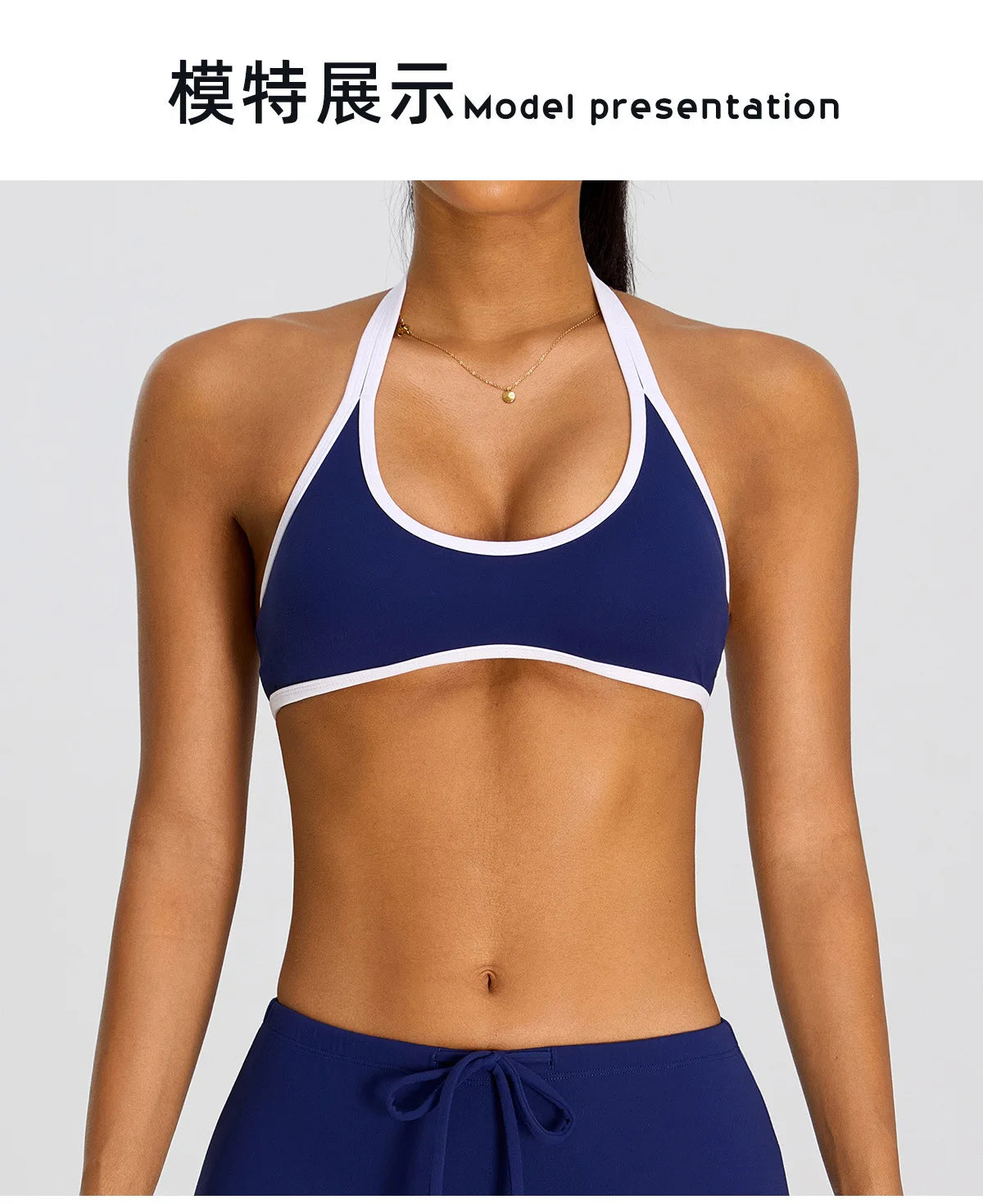 Breathable Yoga Suit for Women Color Contrast Shockproof Sports Bra Drawstring High Waist Pants Gym Running Fitness Suits