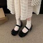 Preppy Butterfly-Knot Low Heel Mary Janes Women Vintage Solid Buckle Strap Pumps Woman Cute Sweet Lolita Single Shoes for Ladies