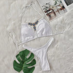 Bikini 2026 Sexy Bohemia Crystal Diamond Rhinestone Hollow Swimwear Swimsuit Women Solid Bikinis Set Bathing Suit Bikini Luxe