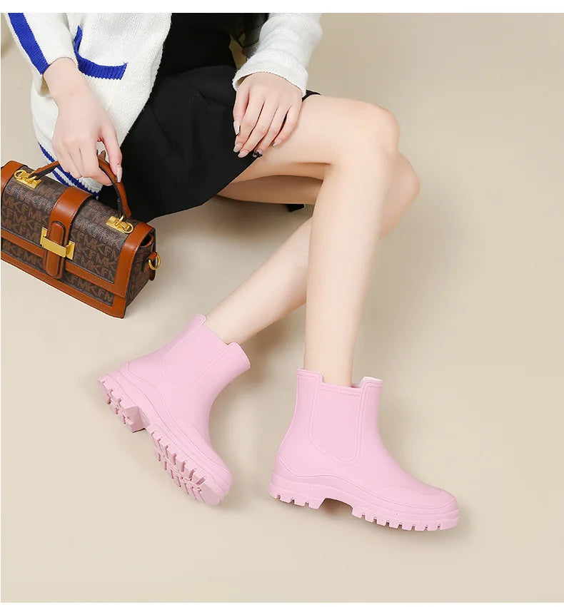 Rain Boots Women Garden Galoshes Waterproof Rubber Chelsea Boot Female Non-slip Rainshoes Fishing Water Shoes Botas Lluvia Mujer