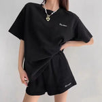 Summer New Pajamas Home Clothes Casual Shorts 2-piece Set Women's Korean Loose Preppy Short Sleeve T-shirt Fashion Women's Wear