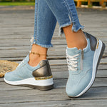 Plus Size 44 Platform Casual Sneakers for Women Lace Up Anti Slip Thick Sole Sport Shoes Woman 2026 Spring Zipper Walking Shoes
