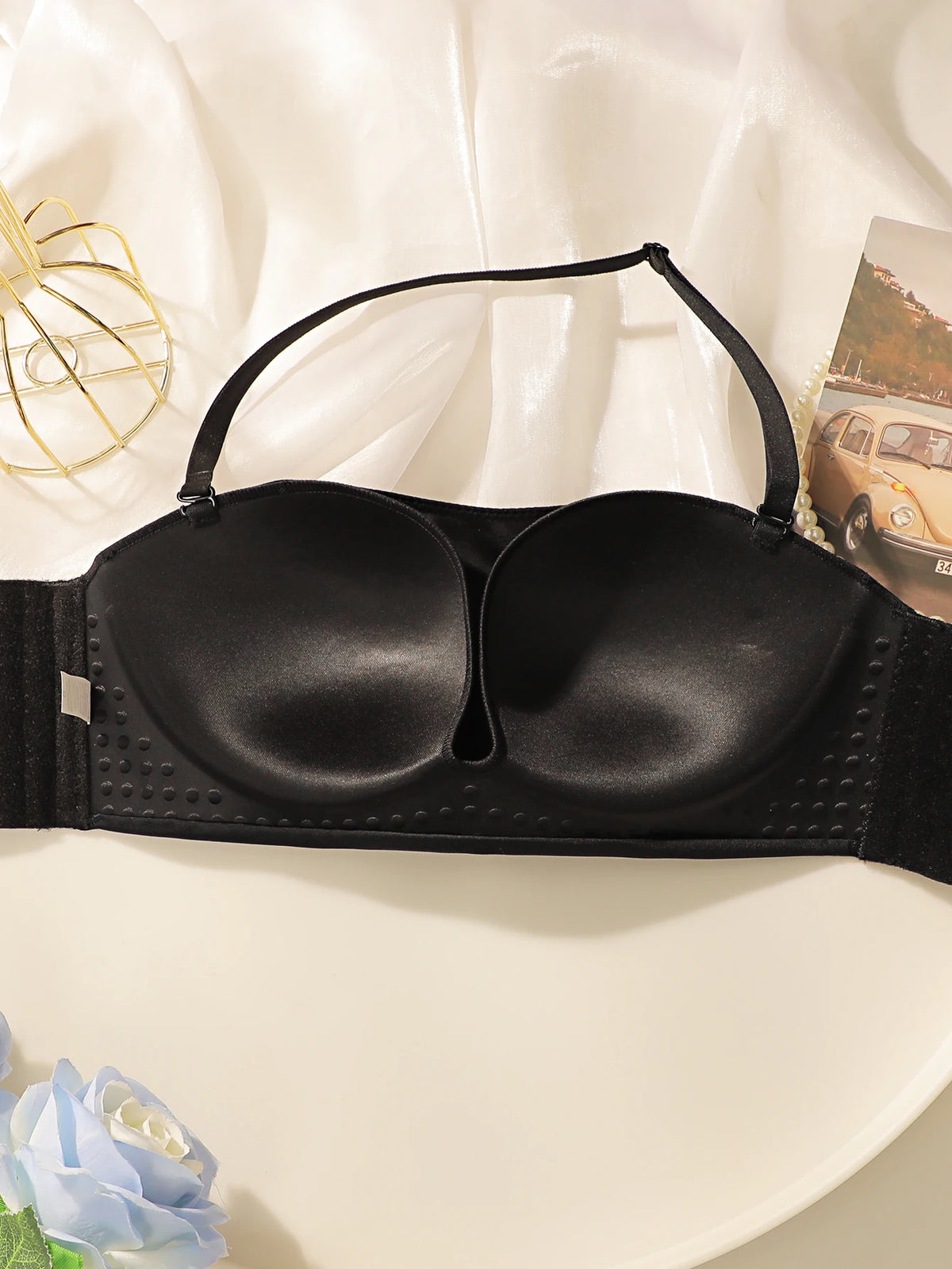 Women's sexy no steel ring gathered push up shoulder strap detachable back hollow comfortable close fitting bra U05