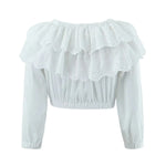 Foridol Summer Off Shoulder White Lace Skirt Set Dress Women Outfits Ruffles Tiered Mini Flower Embriodery Two Pieces Beach Suit