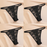 4PCS/Set Women's Underwear Lace Panties Floral Lingerie Woman Panties Sexy Thong G-String Female Pantys Perspective Intimates Ne