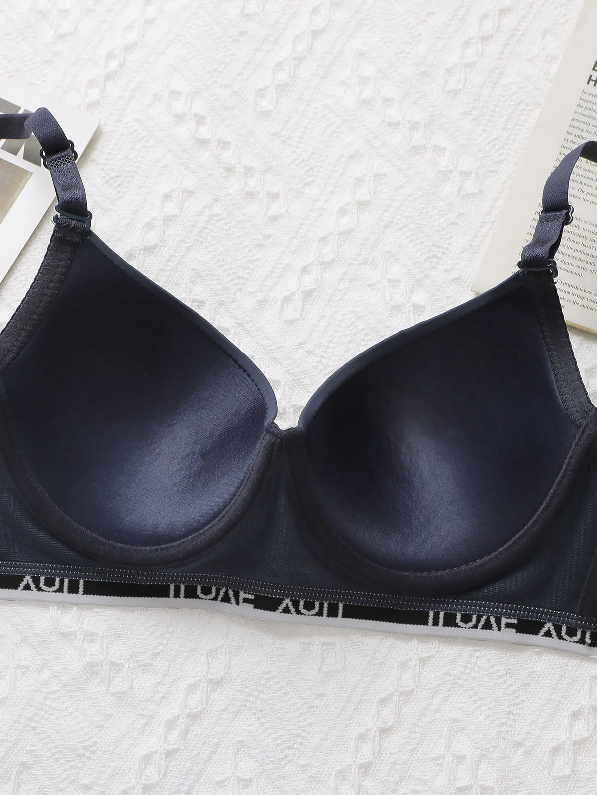 Women's sexy embroidered letter belt bra with steel ring gathering push up shoulder strap adjustable comfortable underwear B6070
