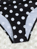 Sexy Black Polka Dot Print Bikini Set 2026 Women Pleate Push Up Drawstring Side High Waist Swimsuit Beach Bathing Suit Swimwear
