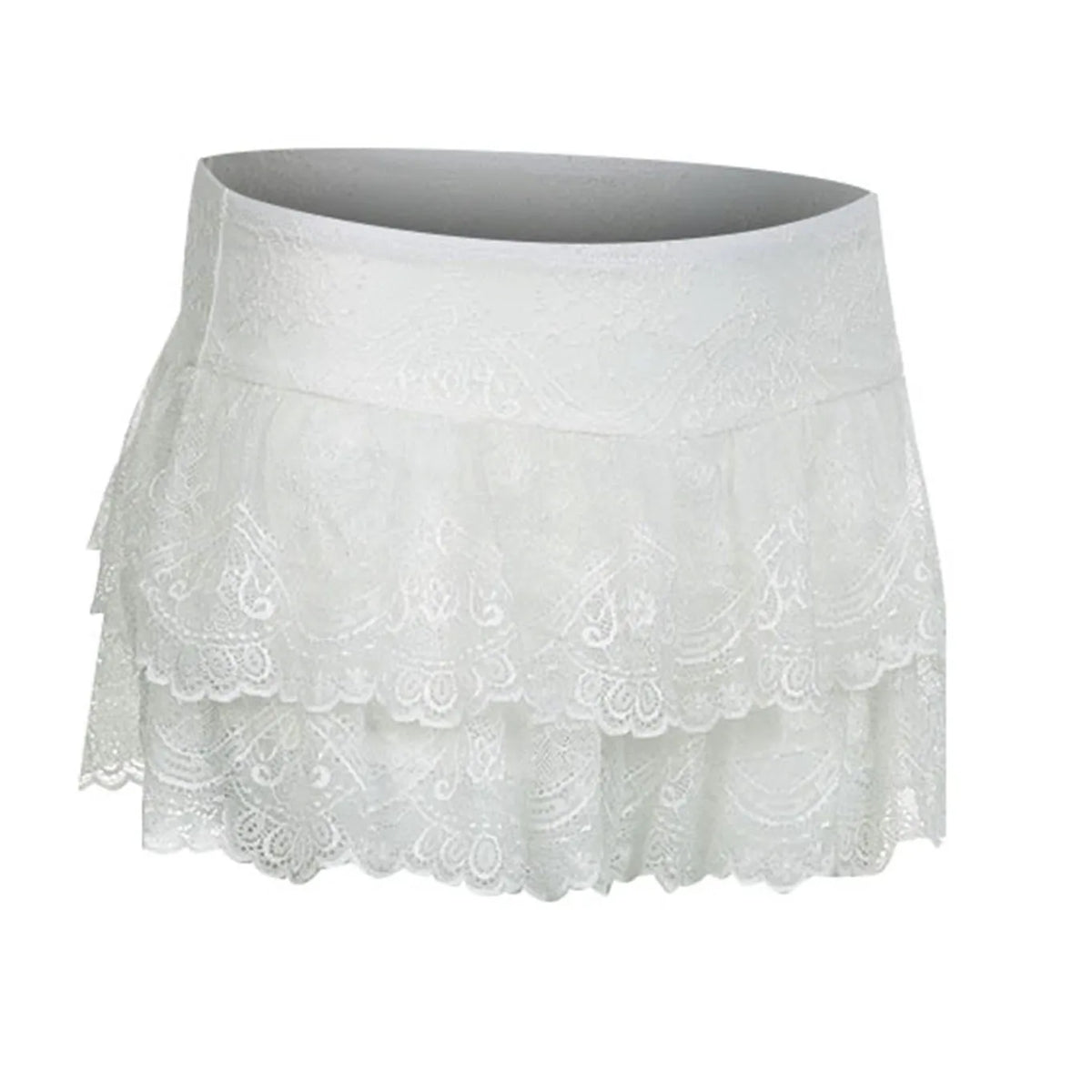 Y2k Women Lace Mini Skirt Ruffle Low Waist Double Layer Short A Line Skirts Fairycore Layered Korean Summer Skirts Streetwear