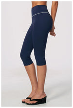 Hip Lifting Midi Length Yoga Pants Women Contrast Color Gym Sports High Waist Capri Trousers Breathable Fitness Running Leggings