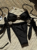 Metal Shell Halter Strappy High Cut Bikini Female Swimsuit Women Swimwear Two-pieces Bikini Set Bather Bathing Suit Swim Lady