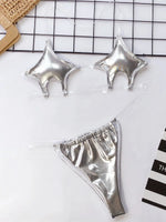 Micro Bikini Women Clear Strap Push Up Bra Neon Yellow Gold Transparent Swimsuit Women Triangle Bather Thong Swimwear Biquini