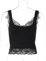 FDYOUI Chic Lace Patchwork Tank Tops for Women 2026 Summer Sleeveless Slim T-shirt Ladies Crop Top Y2K Streetwear Pink Corset