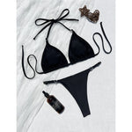 2026 Sexy Halter Bikini Female Swimsuit Women Swimwear Two-Pieces Bikini Set High Cut Leg Padded Bather Bathing Suit Swim V8271
