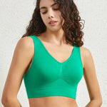 Women Seamless Underwear Sports Tank Female Plus Size Bras Non-wire No-pads Crop Top Sexy Lingerie Solid Color Camisole S-5XL