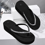 Fashion Crystals Strap Wedges Flip Flops Women Summer Plus Size 42 Platform Slippers Woman Lightweight Chunky Heel Sandals Mujer