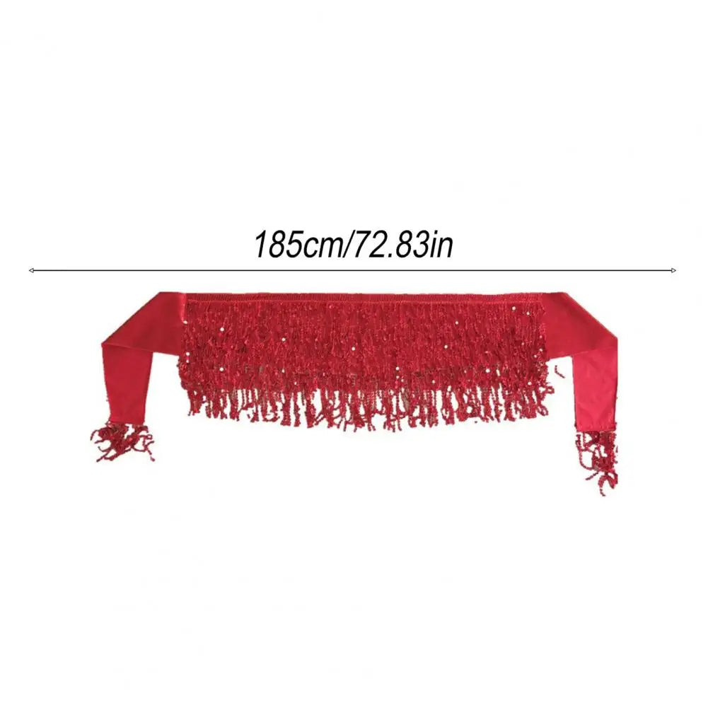 Belly Dancer Outfit Sequin Tassel Bra Top with Fringe Hip Scarf Set Sparkling Rave Party Costume for Women Girls