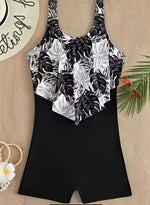 2026 Ruffle Printed Swimsuit One Piece Black Swimwear Women Bathers Bathing Swimming Swim Suit Female Beachwear