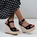 Wedges Sandals Women Summer 2026 Platform High Heels Gladiator Flip Flops Black Pink Knitted Party Shoes Female Large Size 45