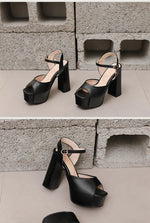 New Women Sandals Summer Shoes Sexy Peep Toe Thick High Heels Platform Black Dress Party Wedding Shoes Woman Pumps