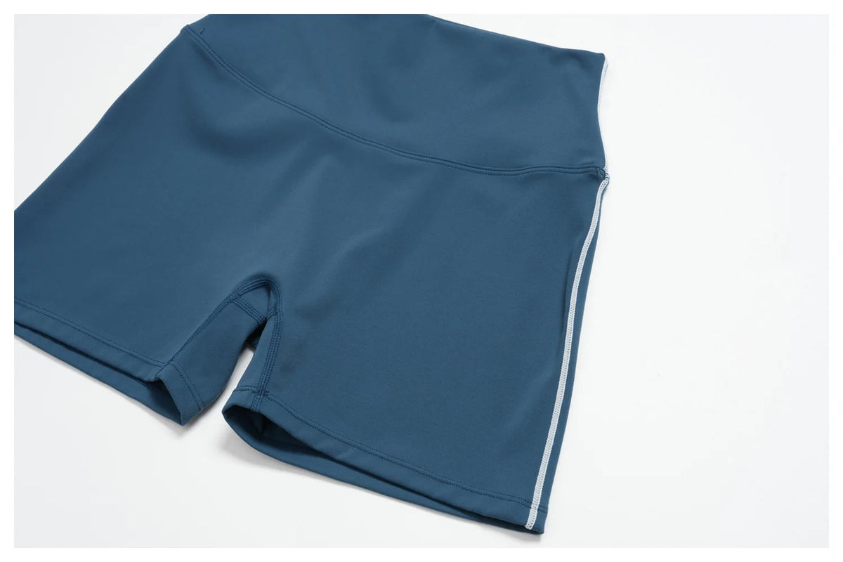 Speed Drying Tight Yoga Sets Women Color Contrast Short Sleeve Slim Sports Top High Waist Leggings Running Fitness Athletic Wear