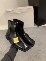 Designer Vintage Women Ankle Boots Fashion Square Toe Shoes Spring Autumn Flats Ladies Short Booties 2025