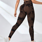 Boho Tie Dye High Waist Knit Elastic Fitness Yoga Tights Butt Lifting Workout Pants for Women