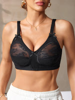 Full Coverage Lace Women's Bra Wide Strap Wireless Push up Bra Daily Breathable Mesh Unlined Lingerie Bow Bra Women