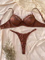 French Retro Brown Satin Lingerie Set Polka Dot Lace Splicing Women's Underwear Luxury Underwire Bra and Panty Set Sexy Intimate