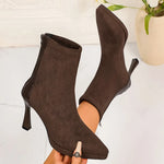 Sexy Pointed Toe Thin High Heels Boots Women Fashion Back Zipper Platform Ankle Boots Woman Super High Heeled Short Booties 42
