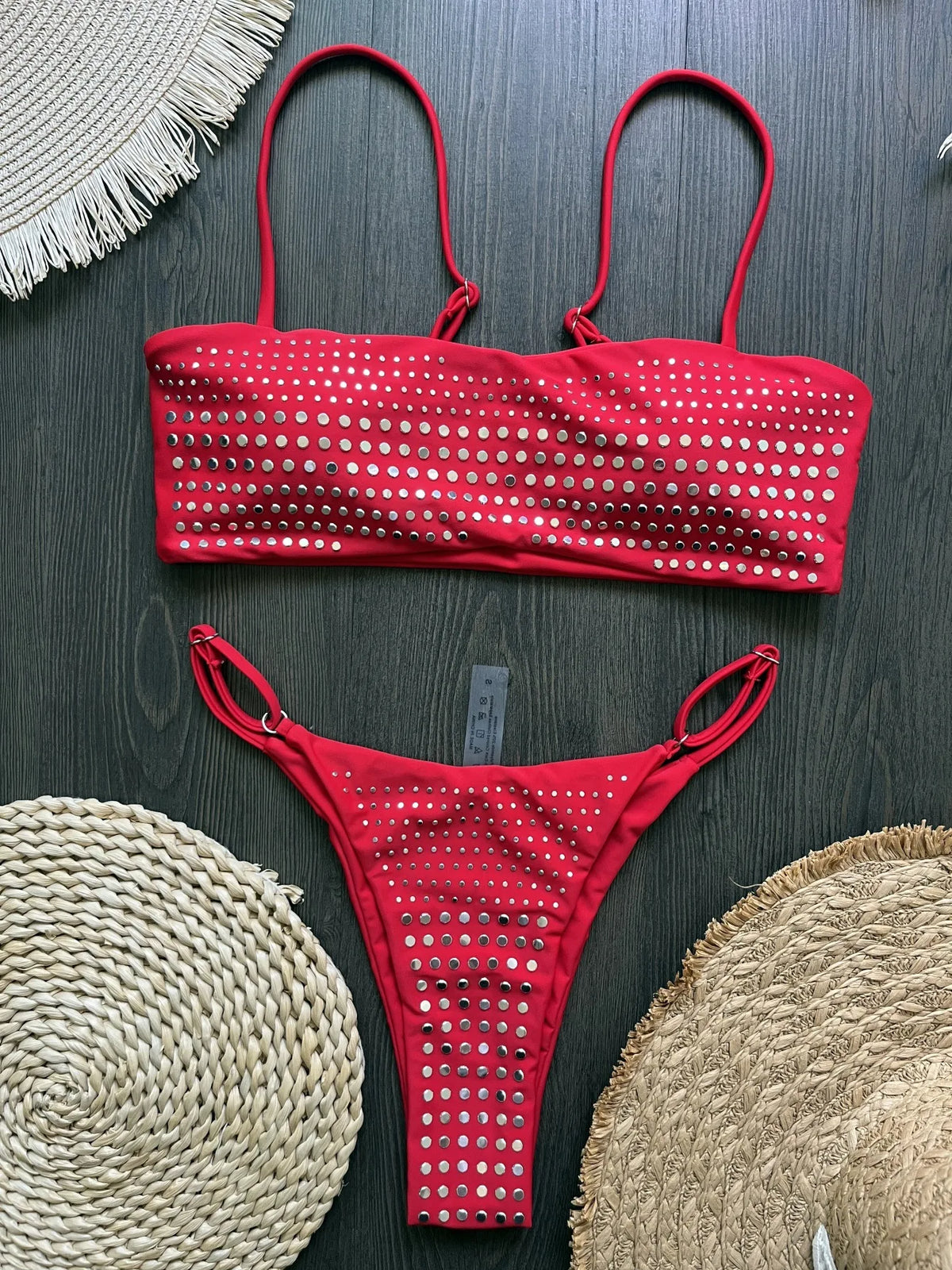 2026 Shiny Sequins Bandeau Bikini Women Swimwear Female Swimsuit Two-pieces Bikini Set Bather Bathing Suit Swim Lady Beachwear