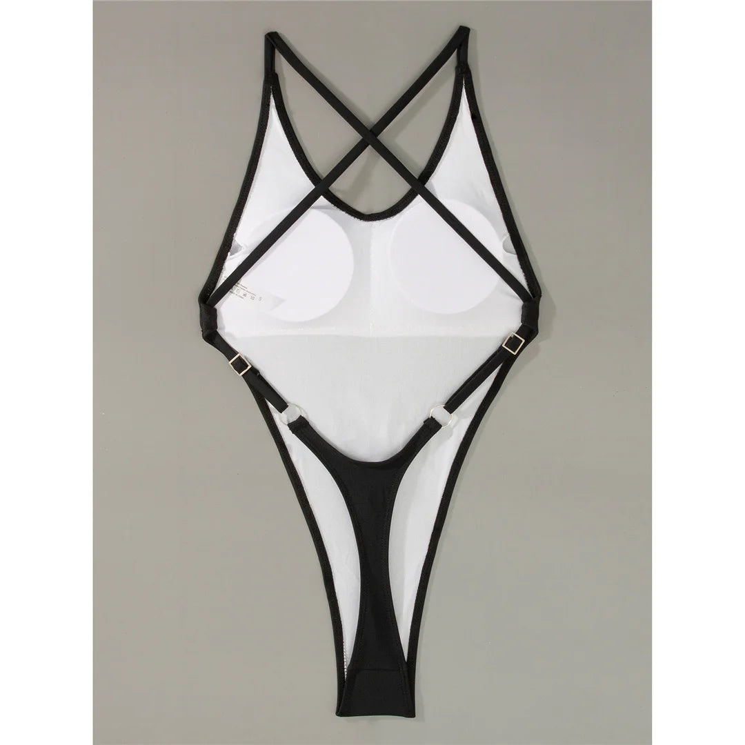Extreme String Mini Micro Thong Cross Back Women Swimwear One Piece Swimsuit Female High Leg Cut Bather Bathing Suit Swim V7876