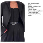 Women's Business Outfit Cropped Blazer Strapless Tube Top Jumpsuits 2 Piece Suit Set Belted Wide Leg Romper Office Work Clothes