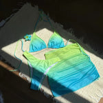DEKA New Gradient Color Bikinis Sets With Skirt Push Up Beachwear Sexy Women's Swimsuit Cover-ups Strappy Beach Wear