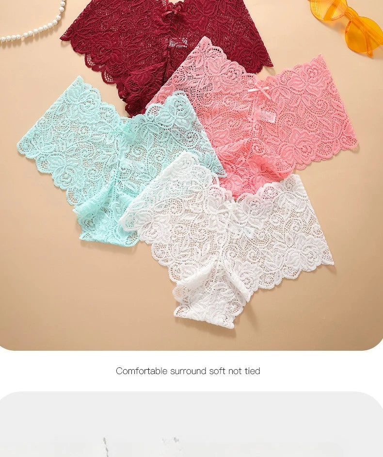 Women's Briefs Sexy Lace Mesh Panties Perspective Underwear Low Waist Solid Color Briefs Breathable Intimates Female Lingerie
