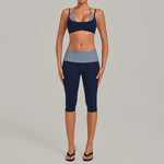 Women's Sleeveless Yoga Set High Waisted Hips-Lifting Capri Leggings Beautiful Back Slim-Fit Bra Suits Sports Gym Fitness Sets