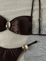 Metal Buckle Satin Bikini Women Mini Micro Thong Swimwear Female Swimsuit Two-pieces Bikini Set High Cut Bathing Suit Swim Lady