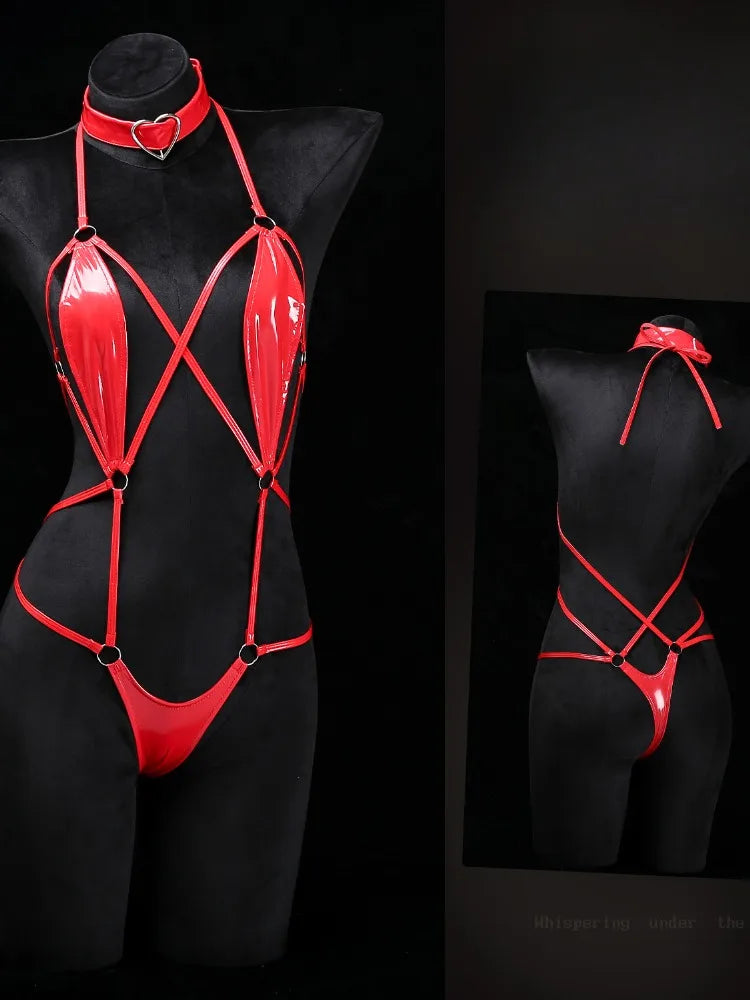 Ladies Sexy Lingerie Cosplay Uniforms Sexy Hollow Bikini One Piece Bodysuit Women Erotic Lingerie Body Socks Set Sleepwear